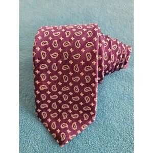 Eton Tie Mens Jacquard Purple Blue White Paisley Silk Necktie England Made